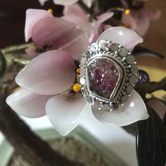 Vintage 925roughpink tourmaline ring